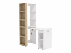 Escritorio librería modular TUPELIO con 10 huecos, color natural y blanco -^Vente-unique Outlet