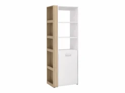 Escritorio librería modular TUPELIO con 10 huecos, color natural y blanco -^Vente-unique Outlet