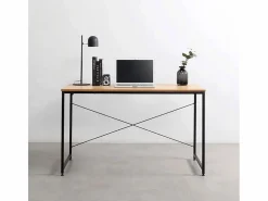 Escritorio mesa industrial 150x60 madera acero para estudio y oficina Wootop^ Hot