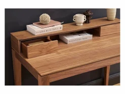 Miliboo Escritorio moderno con almacenaje madera nogal SEKRET Marru00f3n Sale