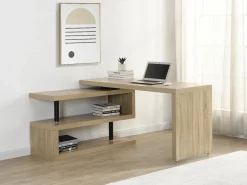 Vente-unique Escritorio Rinconero|Escritorio Tradicional|Escritorio modular MDF color roble tablero 360° - NICEPHORE II