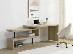 Vente-unique Escritorio Rinconero|Escritorio Tradicional|Escritorio modular MDF color roble tablero 360° - NICEPHORE II