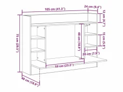 Clicnbuy Escritorio Montado en la Pared Roble 105 x 48 x 75 cm Negro