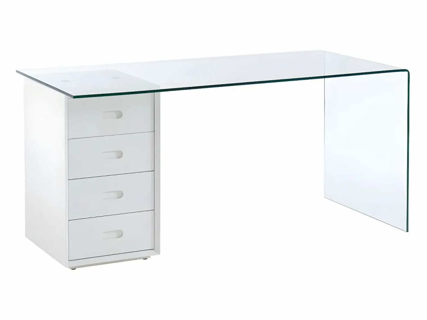 Vente-unique Escritorio Tradicional|Escritorio MURIEL - Cristal templado y MDF - Blanco