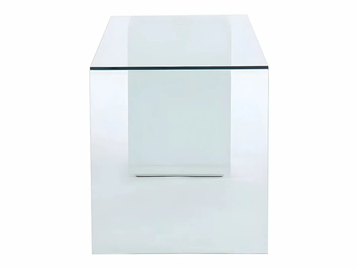 Vente-unique Escritorio Tradicional|Escritorio MURIEL - Cristal templado y MDF - Blanco