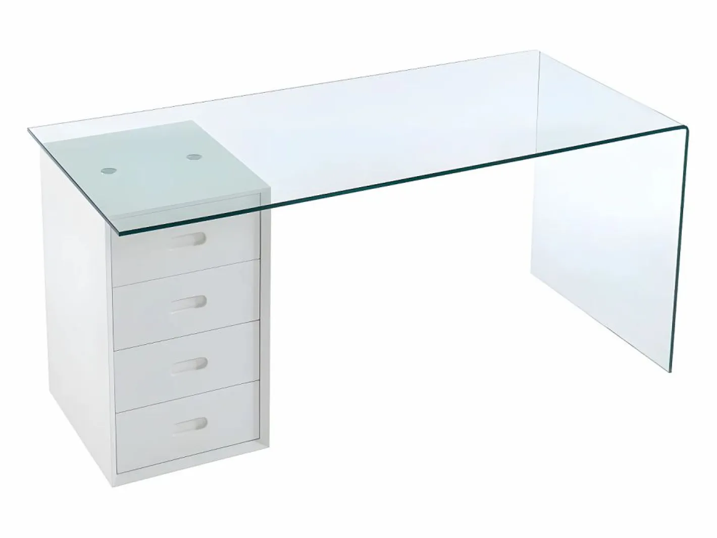 Vente-unique Escritorio Tradicional|Escritorio MURIEL - Cristal templado y MDF - Blanco