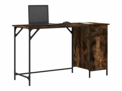 Clicnbuy Escritorio ordenador madera ingeniería roble humo 131x48x75 cm Marru00f3n