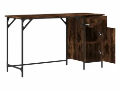 Clicnbuy Escritorio ordenador madera ingeniería roble humo 131x48x75 cm Marru00f3n