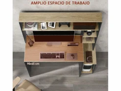 Escritorio Oslo 5 estantes con soporte negro 138x114x45 cm^Homcom Clearance