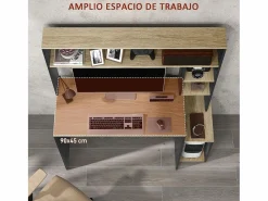 Escritorio Oslo 5 estantes con soporte negro 138x114x45 cm^Homcom Clearance