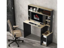 Escritorio Oslo 5 estantes con soporte negro 138x114x45 cm^Homcom Clearance