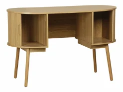 Escritorio ovalado efecto madera con dos espacios de almacenamiento, l^Sweeek New