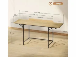 Escritorio para computadora plegable - con patas ajustables de metal - roble y negro - 170x58x78cm^DripeX Discount