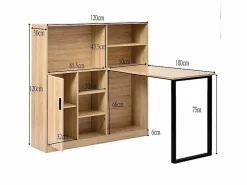 DripeX Escritorio para computadora con almacenamiento - 1 puerta y 7 nichos - patas de hierro - MDF - 120x50x120cm Color natural claro Hot