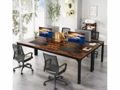 Escritorio para computadora , escritorio para computadora portátil, mesa de estudio, mesa de computadora portátil, escritorio doble largo para el dormitorio de la oficina en casa, 200 x 70 x 75 cm, marrón rústico^Tribesigns Best