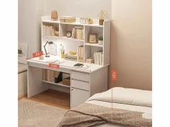 Mesa De Ordenador|Escritorio para jóvenes con ordenador mesa con estantería estantes cajones
