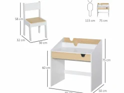 Homcom Escritorio para niños 70x50x75 cm Blanco Discount