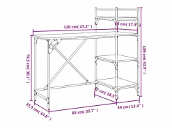 Clicnbuy Escritorio para ordenador con estantes 120x47x109 cm Negro Outlet