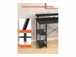Escritorio para Ordenador SucceBuy 120x50x86,5 cm con Iluminación LED Inteligente y Tomas de Corriente, Mesa de Oficina para Computadora con Soporte para Monitor Negro Best