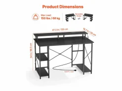 Escritorio para Ordenador SucceBuy 120x50x86,5 cm con Iluminación LED Inteligente y Tomas de Corriente, Mesa de Oficina para Computadora con Soporte para Monitor Negro Best