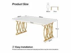 Tribesigns Mesa De Ordenador|Escritorio para ordenador, Mesa de escritorio informática de 160 cm Mesa de estudio moderna para PC Mesa de trabajo Mesa de comedor con patas doradas