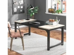 Escritorio para portátil, mesa, mesa de estudio para teletrabajo, puesto de trabajo para oficina, dormitorio, fácil montaje ( vintage/negro, 180 x 80 x 75 cm)^Tribesigns Best