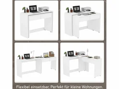 Merax Escritorio Rinconero|Escritorio plegable 2 en 1 - 110 x 40 x 78 cm - Estante de escritorio + Cómoda de 2 cajones - aglomerado -