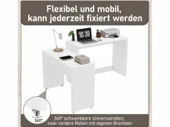 Merax Escritorio Rinconero|Escritorio plegable 2 en 1 - 110 x 40 x 78 cm - Estante de escritorio + Cómoda de 2 cajones - aglomerado -
