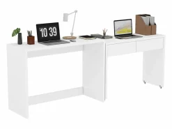 Merax Escritorio Rinconero|Escritorio plegable 2 en 1 - 110 x 40 x 78 cm - Estante de escritorio + Cómoda de 2 cajones - aglomerado -