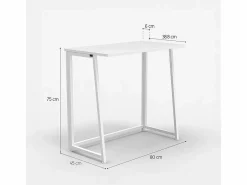 Escritorio Secreter|Escritorio plegable compacto 80x45x75 blanco para despacho Wolly B
