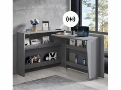 Escritorio plegable con cargador inalámbrico - 115 x 51 x 93 cm - Aparador y escritorio 2 en 1 - aglomerado -^Merax New