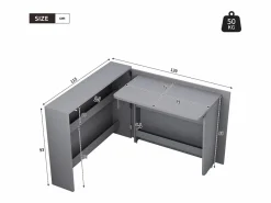 Escritorio plegable con cargador inalámbrico - 115 x 51 x 93 cm - Aparador y escritorio 2 en 1 - aglomerado -^Merax New