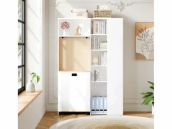 Hauss Spole Escritorio plegable con toma de corriente y estante, estantería y escritorio dos en uno Blanco Outlet