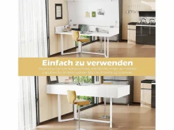 Escritorio plegable multifunción con enchufe europeo - MDF, negro y roble, con espacio de almacenamiento (120x50x76 cm) Blanco Outlet