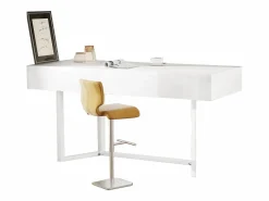 Escritorio plegable multifunción con enchufe europeo - MDF, negro y roble, con espacio de almacenamiento (120x50x76 cm) Blanco Outlet