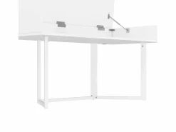 Escritorio plegable multifunción con enchufe europeo - MDF, negro y roble, con espacio de almacenamiento (120x50x76 cm) Blanco Outlet