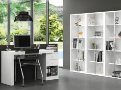 Vente-unique Escritorio rinconera amovible 2 cajones y 2 puertas color . EVAN Blanco Clearance