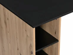 Vente-unique Escritorio Rinconero|Escritorio Tradicional|Escritorio rinconera con compartimentos de MDF natural y negro - ROMIARA