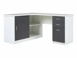 Escritorio rinconero NORWY 2 puertas 2 cajones Blanco/Gris^Vente-unique Clearance