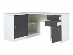 Escritorio rinconero NORWY 2 puertas 2 cajones Blanco/Gris^Vente-unique Clearance