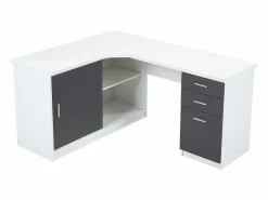 Escritorio rinconero NORWY 2 puertas 2 cajones Blanco/Gris^Vente-unique Clearance