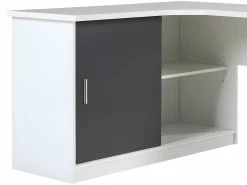 Escritorio rinconero NORWY 2 puertas 2 cajones Blanco/Gris^Vente-unique Clearance