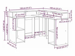 Escritorio Roble 130 x 130 x 91 cm Madera contrachapada^Clicnbuy Clearance