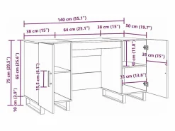 Clicnbuy Escritorio Roble 140 x 50 x 75 cm Madera contrachapada Negro Clearance
