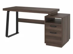 ModernLuxe Escritorio Rinconero|Escritorio sencillo 135×54 cm - 2 cajones silenciosos - tablero amplio - marrón + negro
