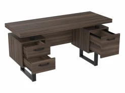 ModernLuxe Escritorio sencillo 135×54 cm - 3 cajones silenciosos - tablero amplio - marrón + negro Marru00f3n