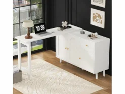 Escritorio y aparador 2 en 1 - 120 x 40 x 74,5 cm - Giratorio 360° - con 3 puertas + 1 cajón - aglomerado -^Merax Online