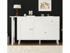 Escritorio y aparador 2 en 1 - 120 x 40 x 74,5 cm - Giratorio 360° - con 3 puertas + 1 cajón - aglomerado -^Merax Online