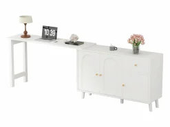 Escritorio y aparador 2 en 1 - 120 x 40 x 74,5 cm - Giratorio 360° - con 3 puertas + 1 cajón - aglomerado -^Merax Online