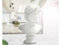 Escultura clásica decorativa de medio busto en poliresina h34cm Man Blanco